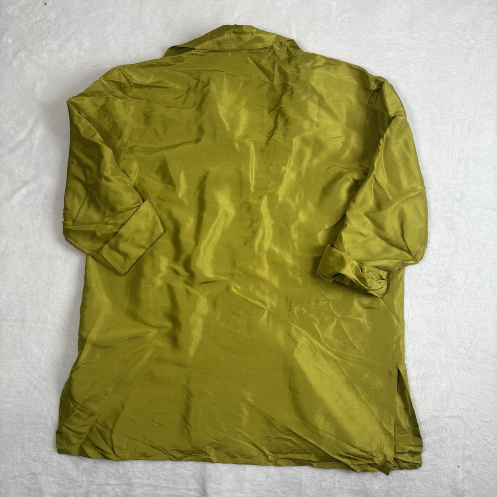 VTG S.L.B. Green Long Sleeve Button Up Collared Blouse Women's Medium Stains - Picture 4 of 8